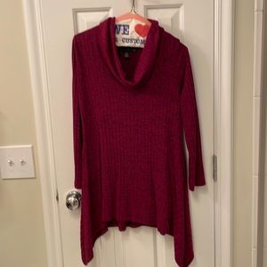 red  cowel neck handkerchief shirt